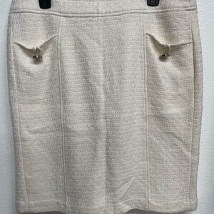 Banana Republic Textured Cream Pencil Skirt